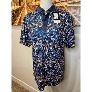 Walter Hagen Performance Floral Polo Shirt - Navy Blue Size S